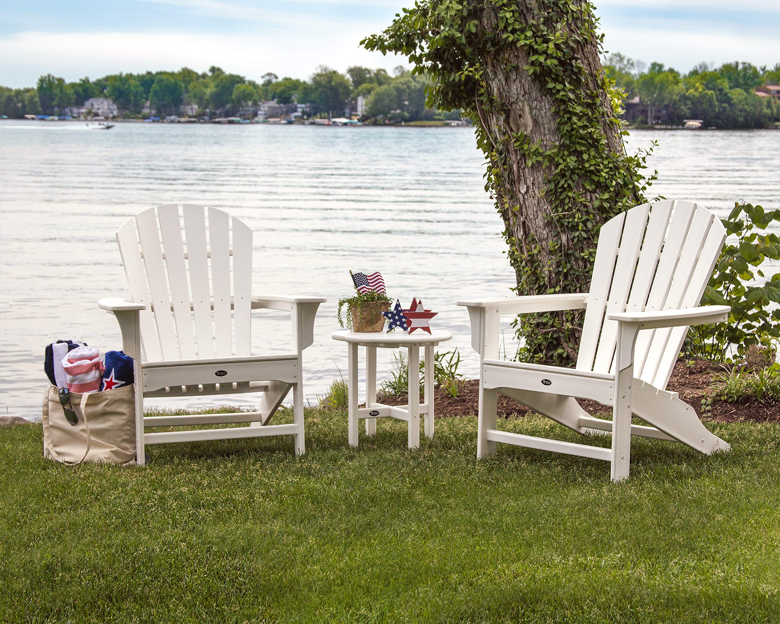 Trex Outdoor Furniture Yacht Club 3-Piece Shellback Adirondack Chair Set with Side Table