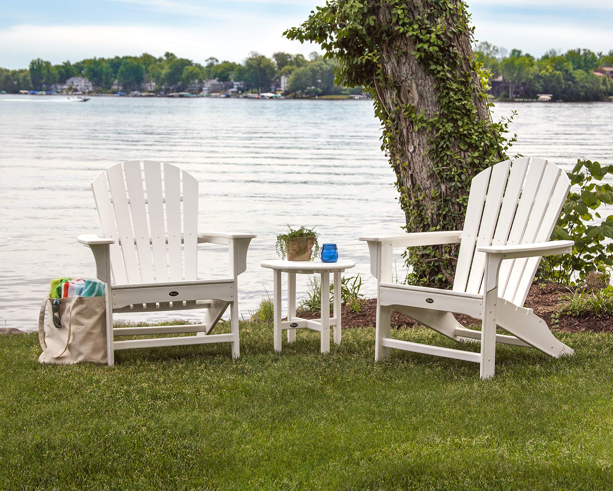 Trex Outdoor Furniture Yacht Club 3-Piece Shellback Adirondack Chair Set with Side Table