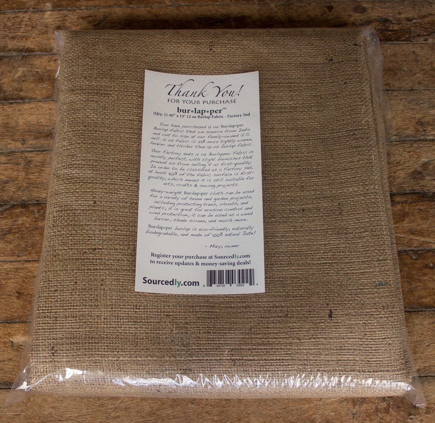 Burlapper 12 oz Jute Burlap Fabric Sheet, 40" x 5 yd, Factory 2nd