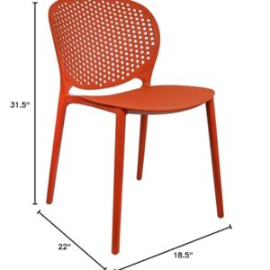 2xhome Modern Pool Patio Chair, Stackable Dining Side Chair for Indoor Outdoor Kitchen Living Room Restaurant, Orange, Single, Set of 1