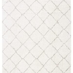 SAFAVIEH Arizona Shag Collection Area Rug - 9' x 12', Ivory & Beige, Diamond Trellis Design, Non-Shedding & Easy Care, 1.6-inch Thick Ideal for High Traffic Areas in Living Room, Bedroom (ASG742A)