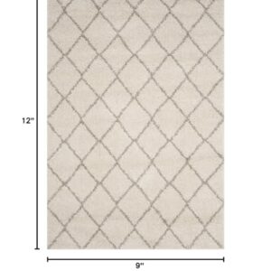 SAFAVIEH Arizona Shag Collection Area Rug - 9' x 12', Ivory & Beige, Diamond Trellis Design, Non-Shedding & Easy Care, 1.6-inch Thick Ideal for High Traffic Areas in Living Room, Bedroom (ASG742A)