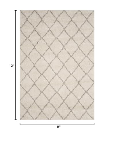 SAFAVIEH Arizona Shag Collection Area Rug - 9' x 12', Ivory & Beige, Diamond Trellis Design, Non-Shedding & Easy Care, 1.6-inch Thick Ideal for High Traffic Areas in Living Room, Bedroom (ASG742A)