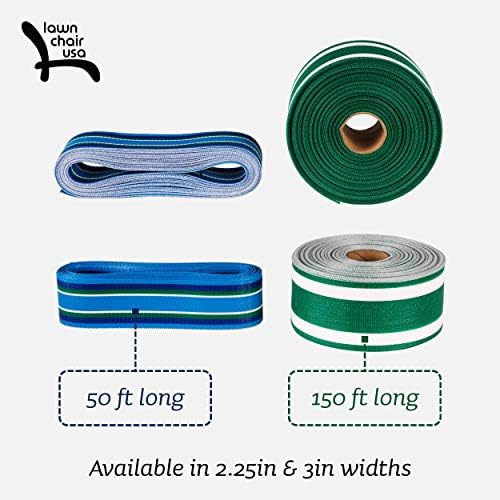 Lawn Chair USA Chair Replacement Lawn Chair Webbing - Webbing for Lawn Chairs. UV-Resistant Straps Made with Durable Polypropylene. Chair Webbing Kit (3" x 50', Charleston Green)