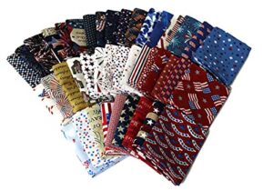 10 fat quarters - america usa patriotic fat quarter bundle americana american 4th of july stars and stripes assorted quality quilters cotton fabrics m228.02