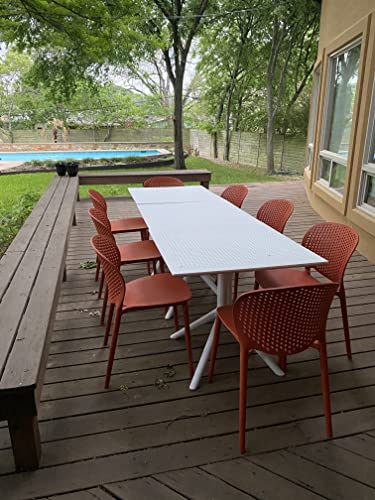 2xhome Modern Pool Patio Chair, Stackable Dining Side Chair for Indoor Outdoor Kitchen Living Room Restaurant, Orange, Single, Set of 1