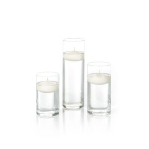 yummi set of 18 floating candles and cylinder vases - ivory