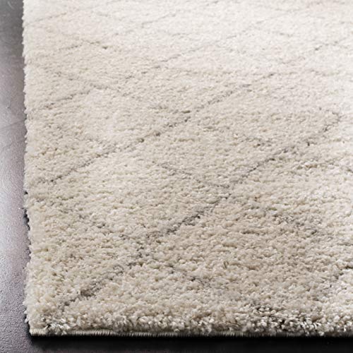 SAFAVIEH Arizona Shag Collection Area Rug - 9' x 12', Ivory & Beige, Diamond Trellis Design, Non-Shedding & Easy Care, 1.6-inch Thick Ideal for High Traffic Areas in Living Room, Bedroom (ASG742A)