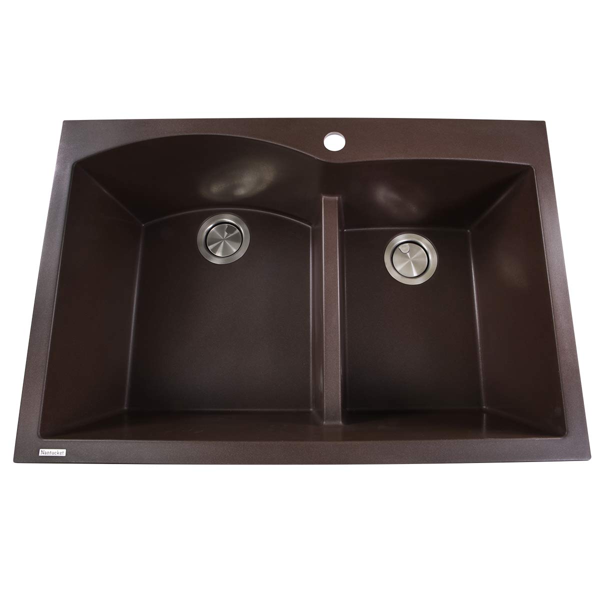 Plymouth 33" x 22" Double Bowl Dual Mount Granite Composite Kitchen Sink Finish: Brown