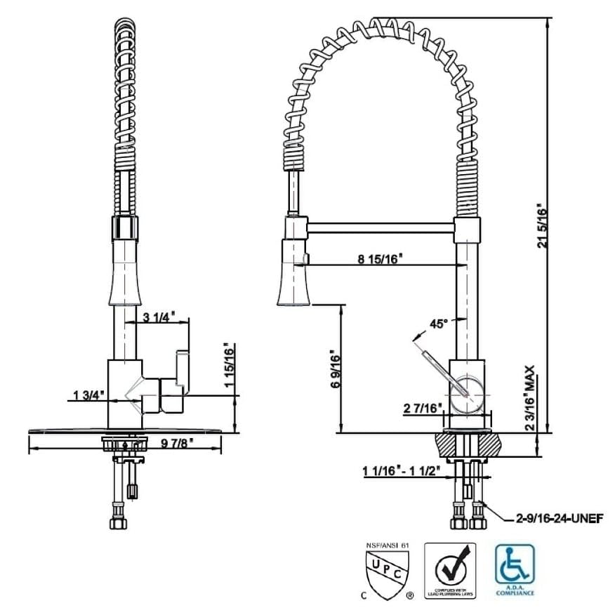 Ultra Euro Collection UF17205 Oil Rubbed Bronze Finish Single-Handle Kitchen Faucet with Pull-Down Spray