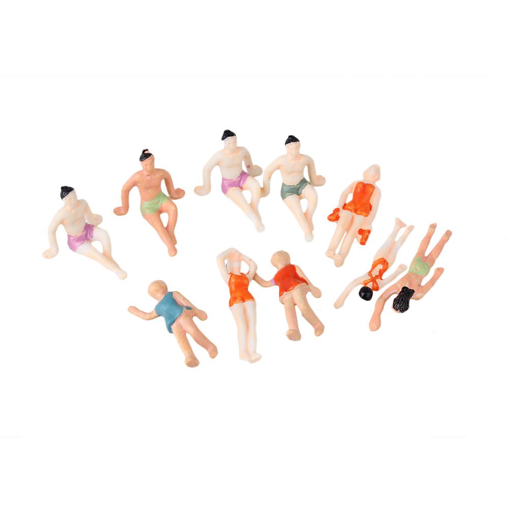 BQLZR 1:75 Multicolor ABS Unpainted Miniature Beach People Figures Mini People Pack of 20