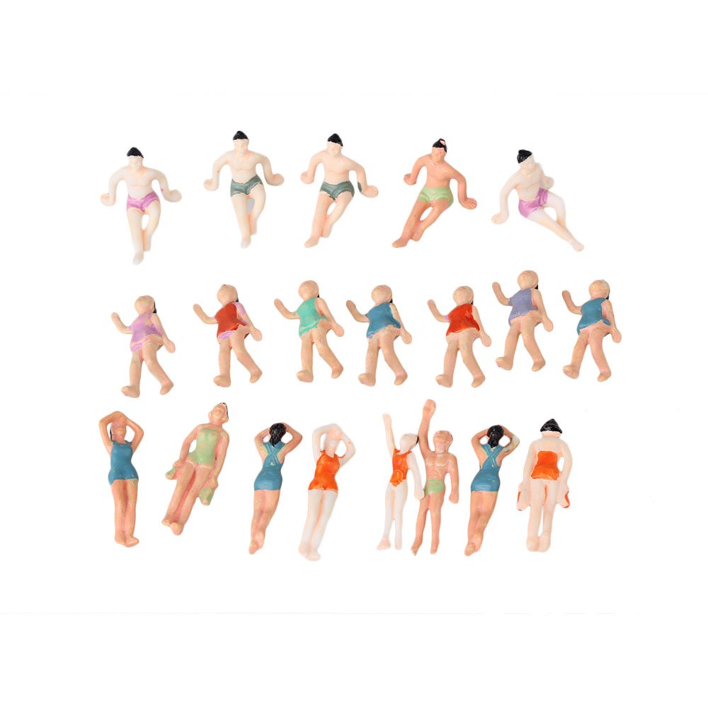 BQLZR 1:75 Multicolor ABS Unpainted Miniature Beach People Figures Mini People Pack of 20