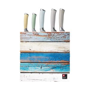 richardson sheffield coast 5 piece kitchen knife block set, multi-colour, 18 x 10 x 37.6 cm