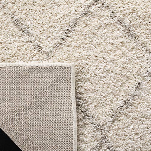 SAFAVIEH Arizona Shag Collection Area Rug - 9' x 12', Ivory & Beige, Diamond Trellis Design, Non-Shedding & Easy Care, 1.6-inch Thick Ideal for High Traffic Areas in Living Room, Bedroom (ASG742A)