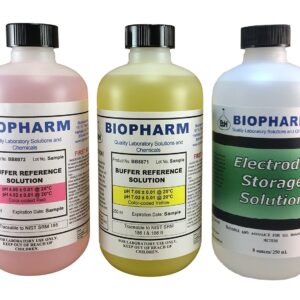 pH Buffer Calibration Solution 3-Pack: pH 4.00 Buffer, pH 7.00 Buffer, and Electrode Storage Solution — 250 mL (8.4 fl oz) Each — NIST Traceable Reference Standards for All pH Meters