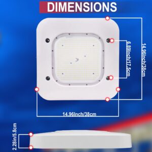 LEDMyplace 150W LED Canopy Light 5700K Cool White, 0-10V Dimmable, 15600 Lumens, IP65 Waterproof Industrial Outdoor Lighting, Commercial Garage Lights for Gas Stations, Underpasses, Parking, Carports