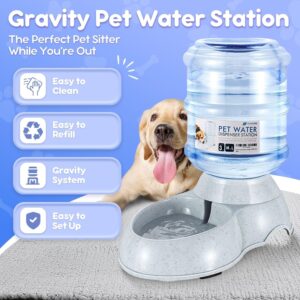 Flexzion Gravity Pet Water Dispenser Drinking Station for Dogs Cats (3 Gallon) Automatic Replenish Waterer for Small Large Breed Dog Cat,Feeding Watering Fountain Supplies Bottle Dish Bowl