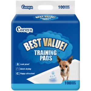 cocoyo best value training pads, 22" by 22", 100count