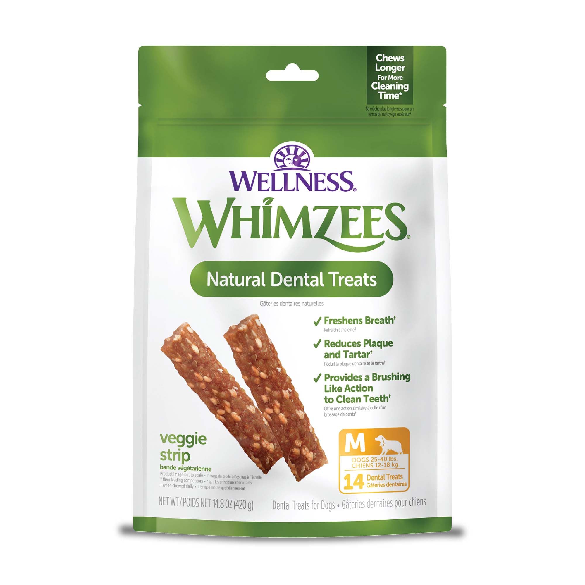 Wellness® WHIMZEES® Veggie Strip Natural Grain Free Dental Chews for Dogs, Medium Breed, 14 count