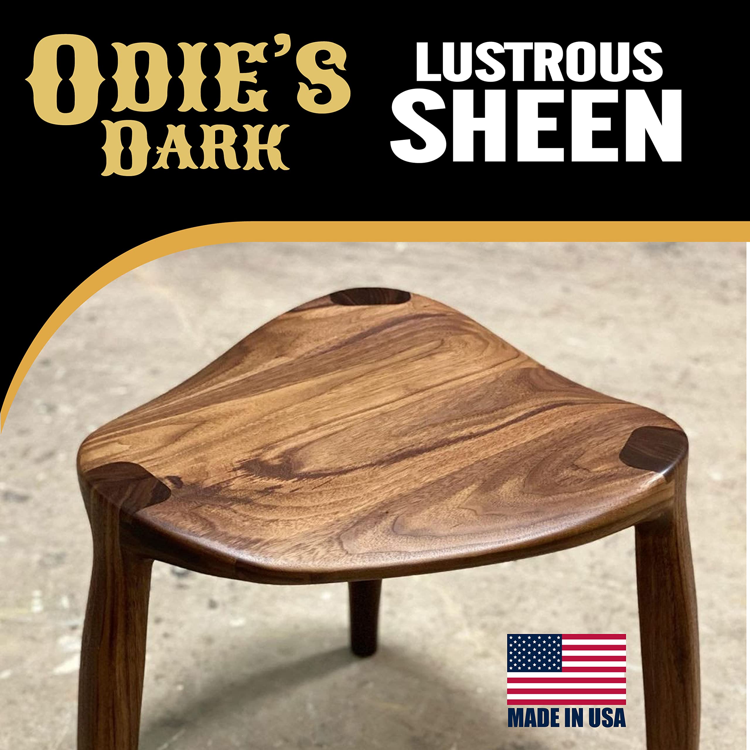 ODIE'S Dark •Finish and Stabilizer for Wood •Darkens with Age •9 Ounce Glass Jar •Food Safe and Solvent Free Non Toxic Finish with Amazing One Coat Application and Leaves a Lustrous Sheen