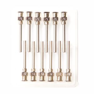 Dispense All - 12 Pack - 12 Gauge 1 Inch All Metal Blunt Tipped Dispensing Needle, Stainless Steel, Luer Lock | Refill Cartridges and Transfer Viscous Liquids Oils Glycerin Distillate Epoxy Adhesive