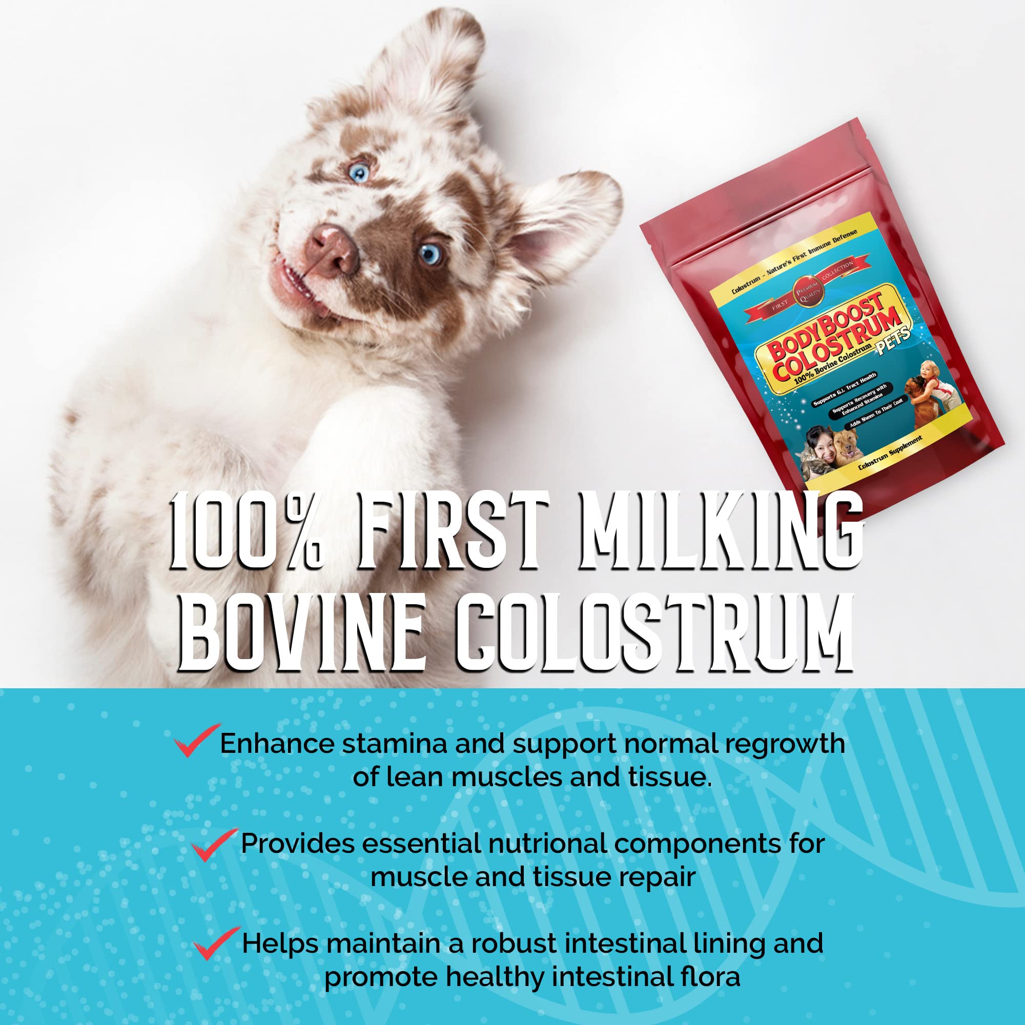 BodyBoost Bovine Colostrum for Dogs and Cats, Organic Immune Support Supplement for Allergy and Itch Relief, Grass Fed Colostrum Powder for Pets, Dog Gut Health, All Ages, 8 oz