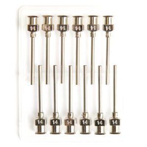 Dispense All - 12 Pack - 14 Gauge 1 Inch All Metal Blunt Tipped Dispensing Needle, Stainless Steel, Luer Lock | Refill Cartridges and Transfer Viscous Liquids Oils Glycerin Distillate Epoxy Adhesive