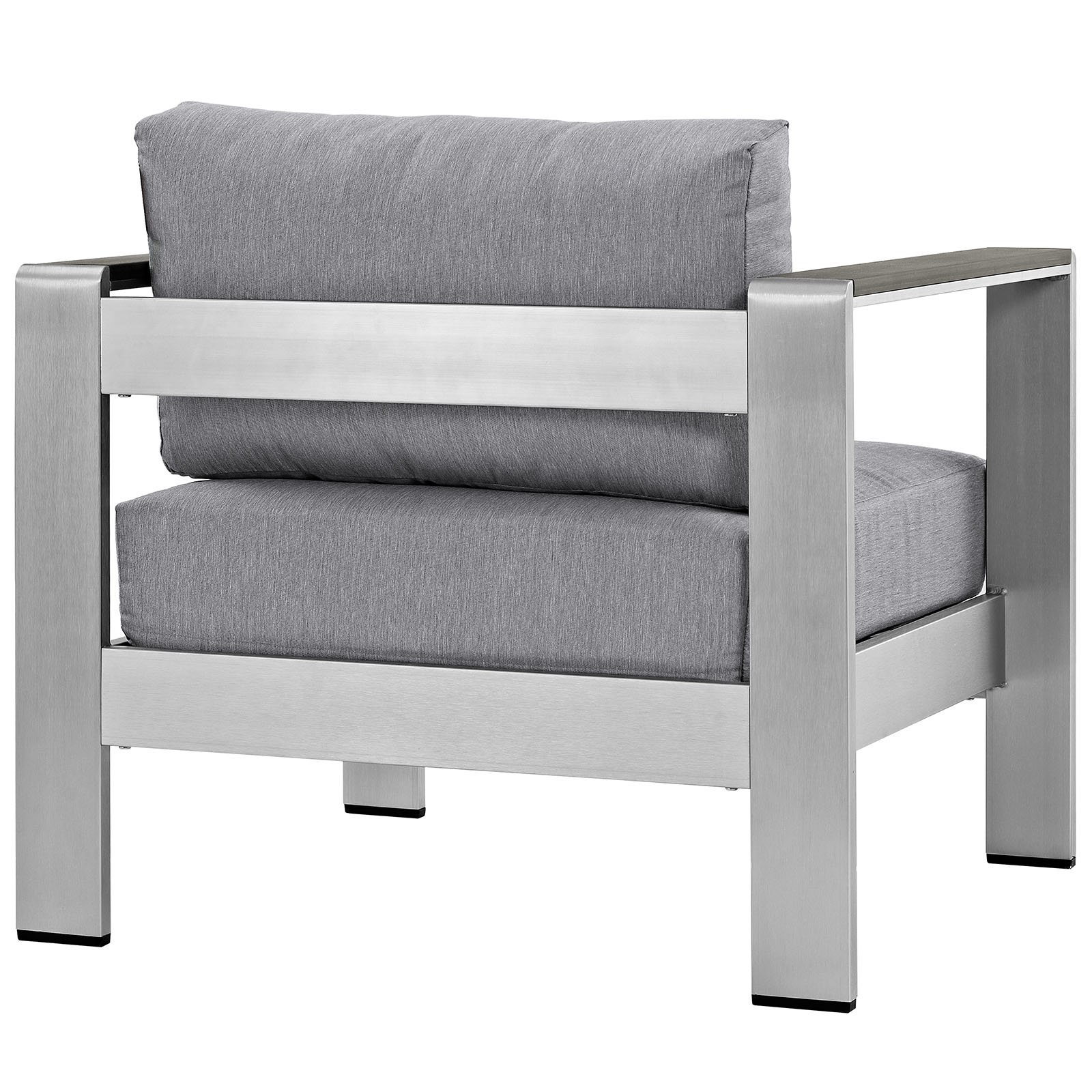 Modway Shore Aluminum Outdoor Patio Armchair in Silver Gray