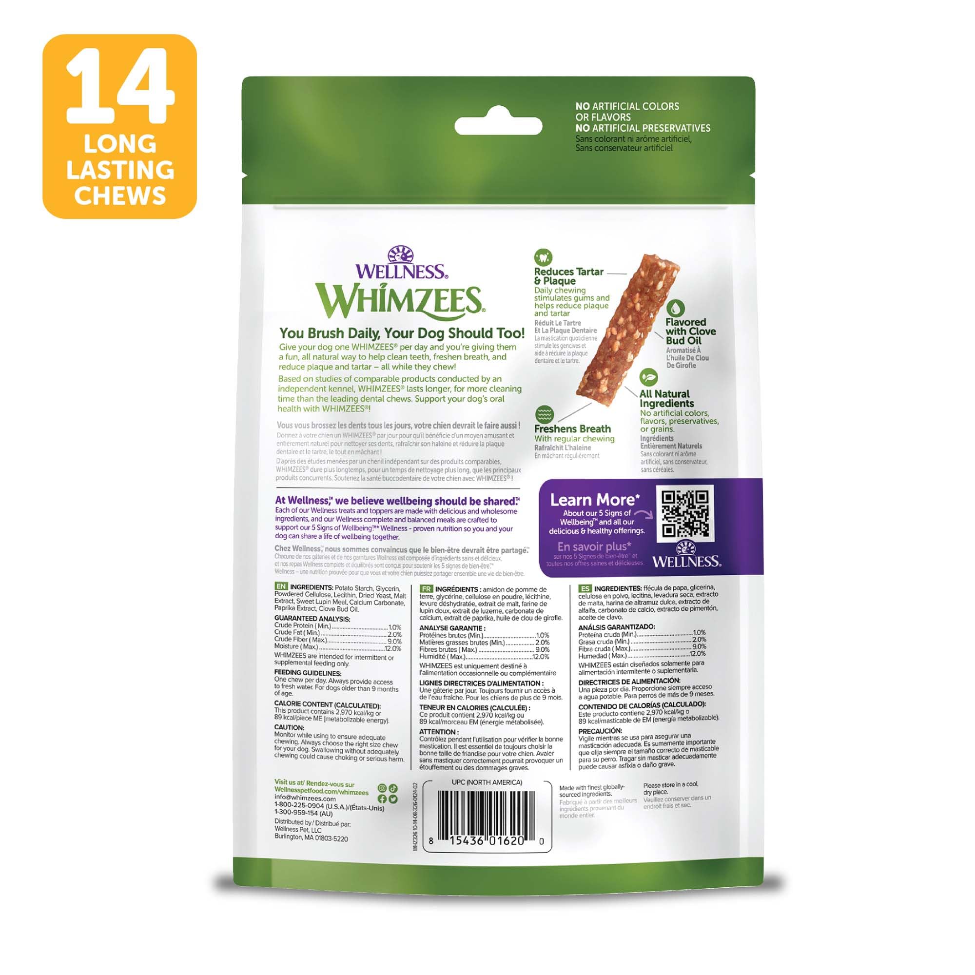 Wellness® WHIMZEES® Veggie Strip Natural Grain Free Dental Chews for Dogs, Medium Breed, 14 count