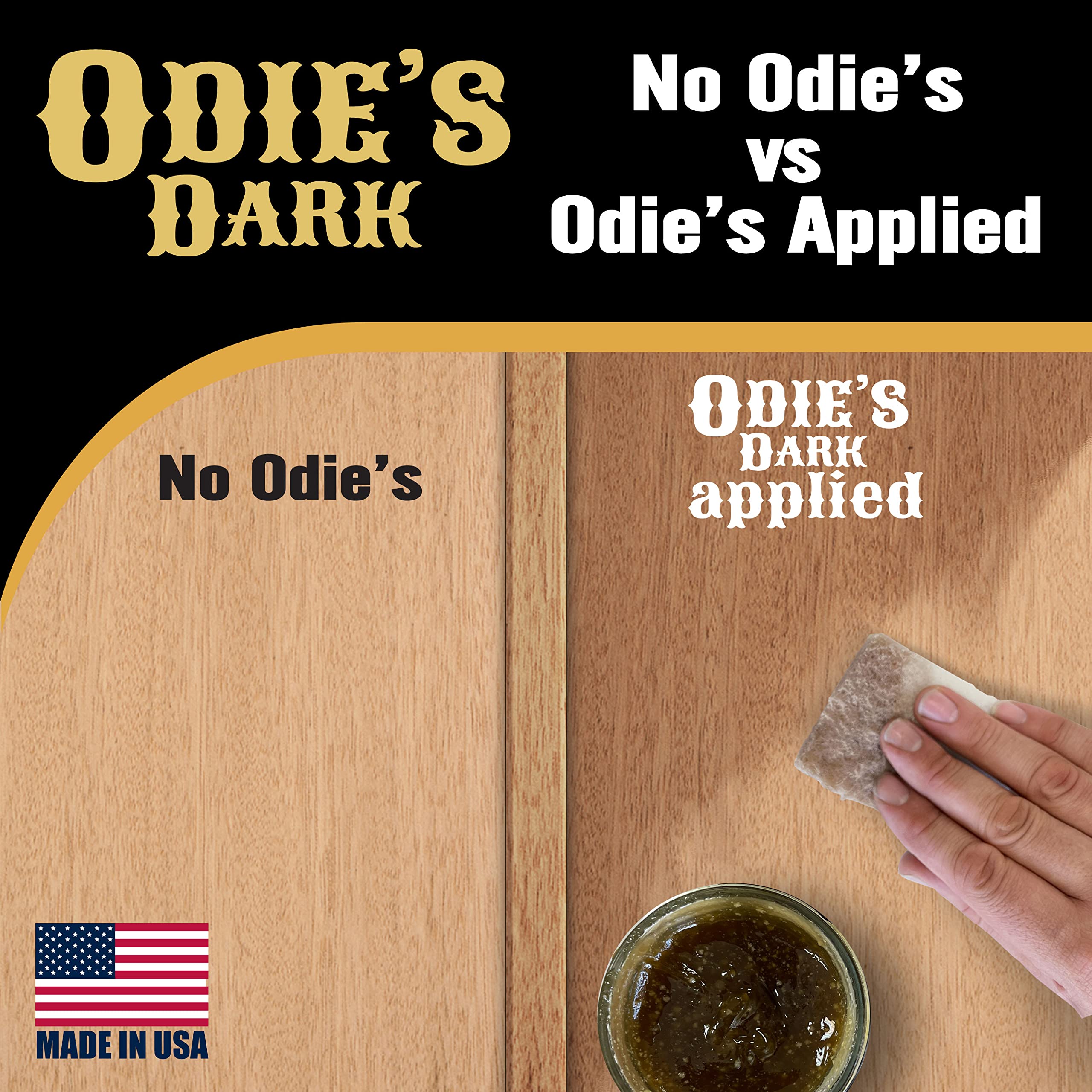 ODIE'S Dark •Finish and Stabilizer for Wood •Darkens with Age •9 Ounce Glass Jar •Food Safe and Solvent Free Non Toxic Finish with Amazing One Coat Application and Leaves a Lustrous Sheen