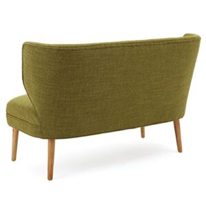 Christopher Knight Home GDFStudio Dumont Mid-Century Modern Fabric Settee, Green and Natural