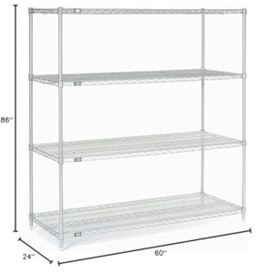 Stainless Steel Wire Shelving, 60"W x 24"D x 86"H