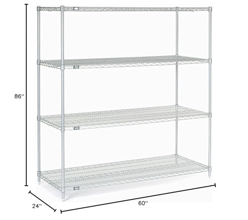 Stainless Steel Wire Shelving, 60"W x 24"D x 86"H