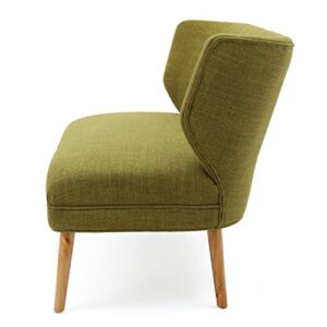 Christopher Knight Home GDFStudio Dumont Mid-Century Modern Fabric Settee, Green and Natural