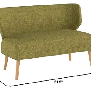 Christopher Knight Home GDFStudio Dumont Mid-Century Modern Fabric Settee, Green and Natural