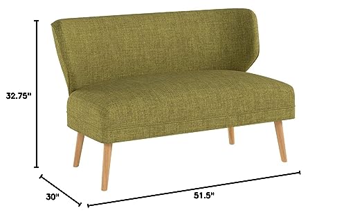 Christopher Knight Home GDFStudio Dumont Mid-Century Modern Fabric Settee, Green and Natural