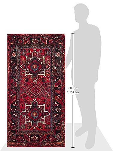 SAFAVIEH 2'7"x5' Red & Multi Persian Rug - Non-Shedding, Easy Care