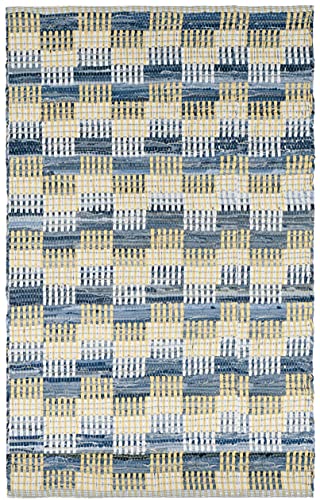 SAFAVIEH Montauk Collection Accent Rug - 2'6" x 4', Gold & Multi, Handmade Flat Weave Cotton, Ideal for High Traffic Areas in Entryway, Living Room, Bedroom (MTK121B)