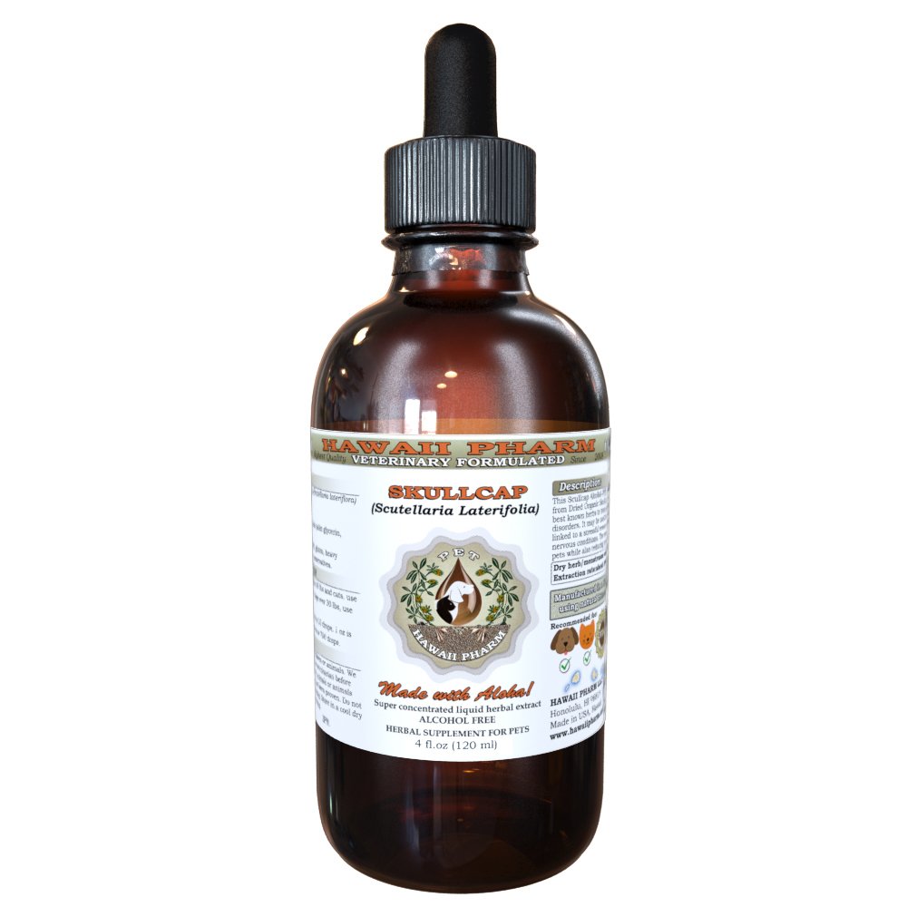 Hawaii Pharm Skullcap, Veterinary Natural Alcohol-Free Liquid Extract, Pet Herbal Supplement 4 oz