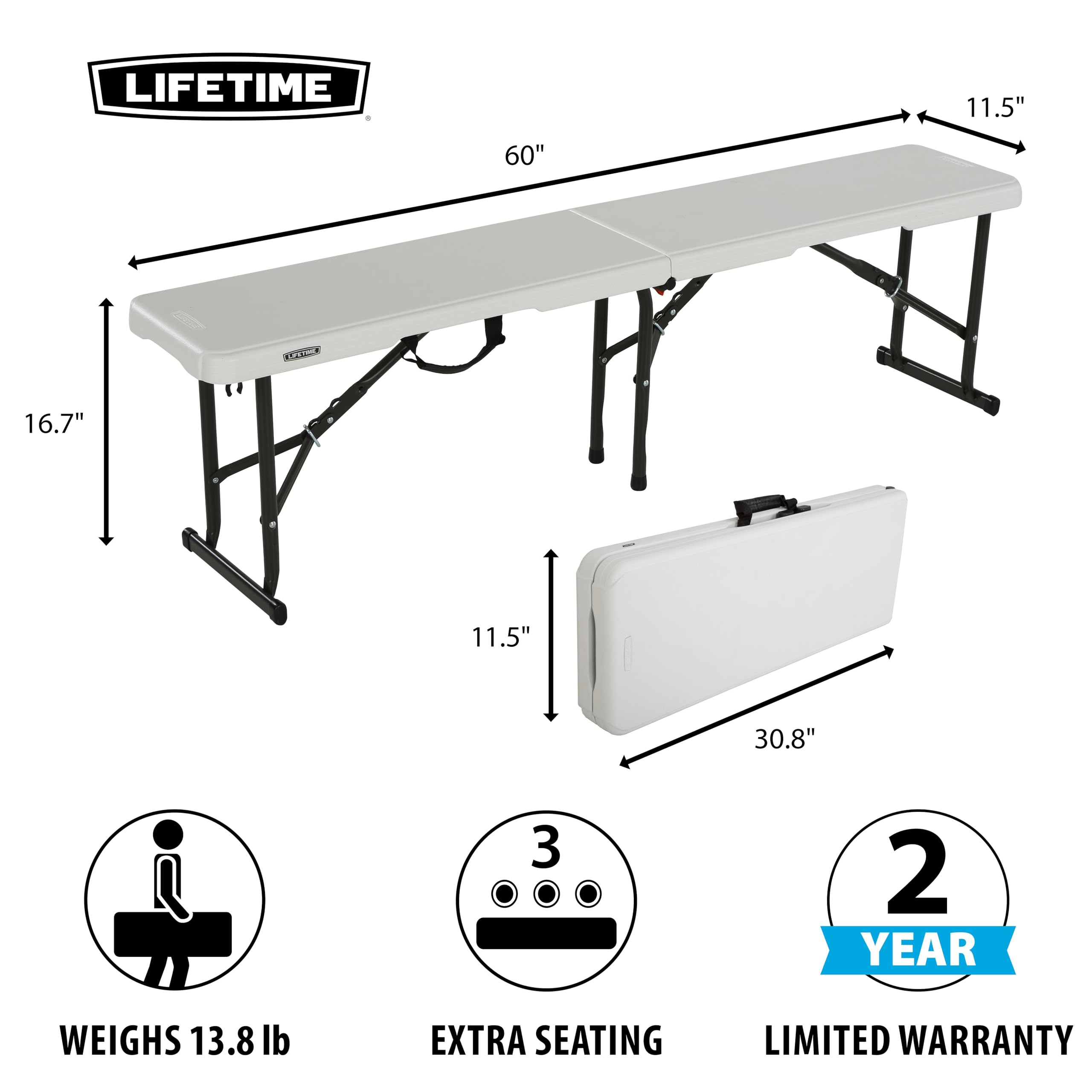 Lifetime 80503 5-Foot Fold-in-Half Bench