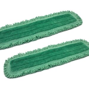 Real Clean 24 Inch Green Fringe Microfiber Dust Mop Pads (Pack of 2)