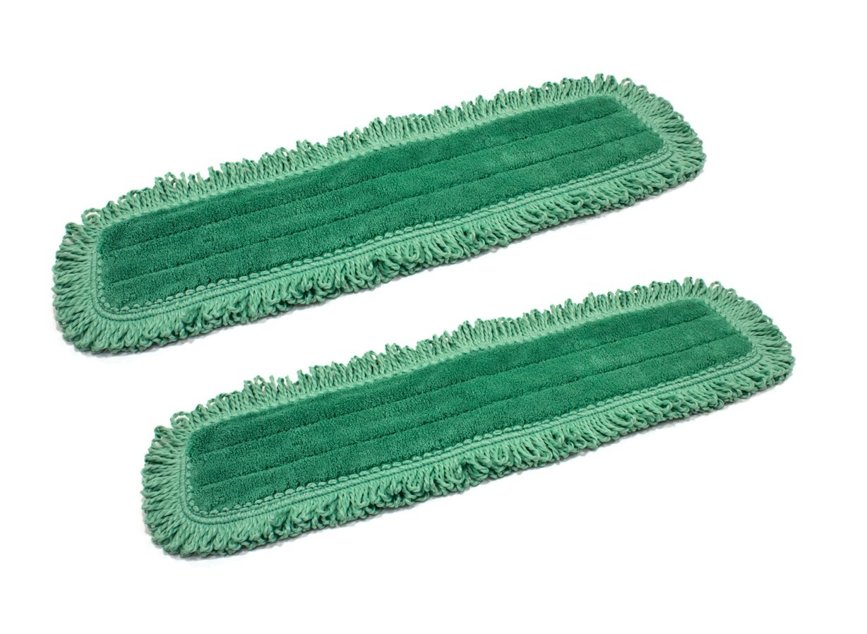 Real Clean 24 Inch Green Fringe Microfiber Dust Mop Pads (Pack of 2)