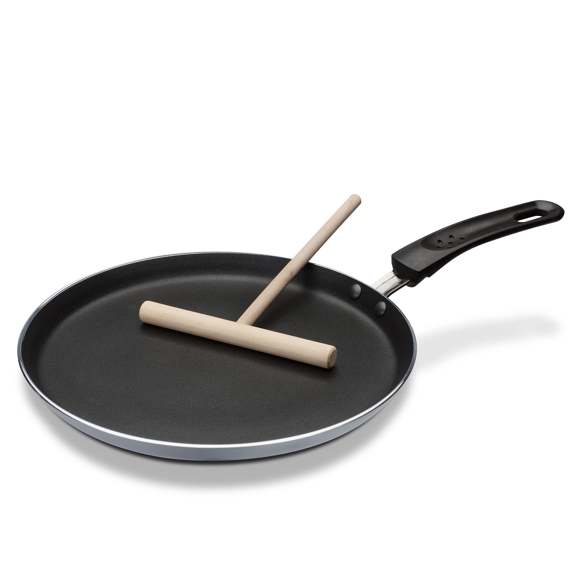 GSW Stahlwaren GmbH Crepe Pan with Spatula, Grey/Black, 26 x 2 cm, 0.7 Litre