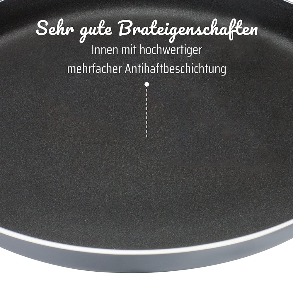 GSW Stahlwaren GmbH Crepe Pan with Spatula, Grey/Black, 26 x 2 cm, 0.7 Litre