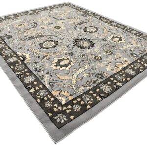 Unique Loom Espahan Collection Area Rug - Cape Cod (8'x 10' Rectangle, Dark Gray/ Black)