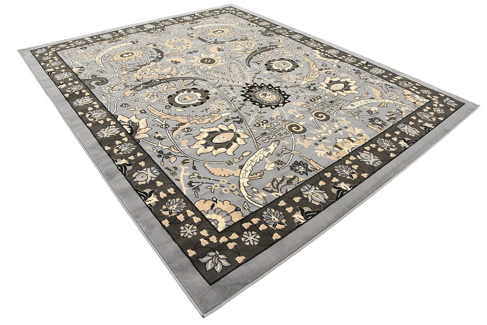 Unique Loom Espahan Collection Area Rug - Cape Cod (8'x 10' Rectangle, Dark Gray/ Black)