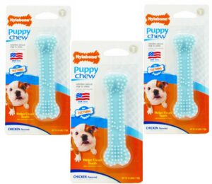 nylabone 3 pack of puppy chew chicken flavored teething bones