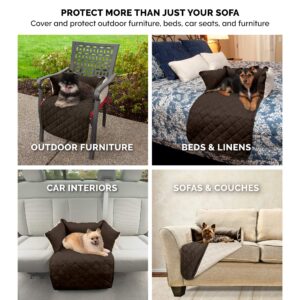 Furhaven Water-Resistant & Reversible 18" Wide Seat Cover Protector for Dogs & Cats, Perfect for Couches, Beds, & Car Seats - Sofa Buddy Bolster Seating Protector - Espresso/Clay, Small