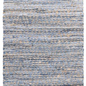 SAFAVIEH Cape Cod Collection Accent Rug - 2'3" x 4', Natural & Blue, Handmade Flat Weave Coastal Braided Jute, Ideal for High Traffic Areas in Entryway, Living Room, Bedroom (CAP350A)