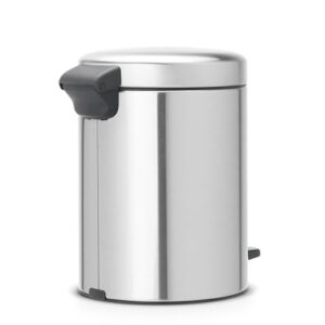 Brabantia New Icon Step Trash Can (1.3 Gal/Matt Steel FPP) Soft Closing Kitchen Garbage/Recycling Can with Removable Bucket